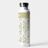 Sage green French country Olive pattern name ウォーターボトル (左面)