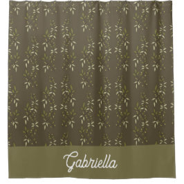 Sage Green French Country Olive Pattern Name シャワーカーテン