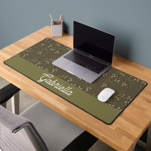 Sage Green French Country Olive Pattern Name デスクマット (オフィス2)