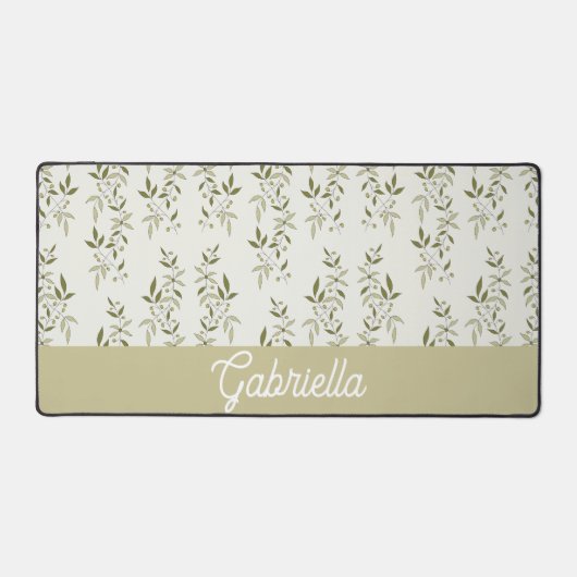 Sage Green French Country Olive Pattern Name デスクマット (正面)