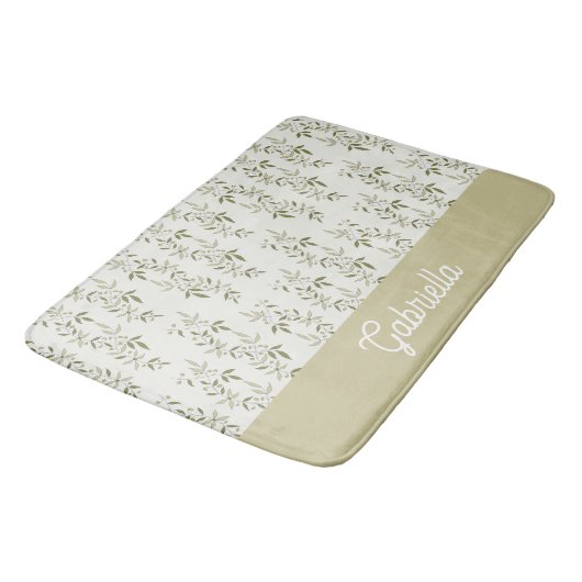 Sage Green French Country Olive Pattern Name バスマット (アングル)