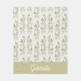 Sage Green French Country Olive Pattern Name フリースブランケット