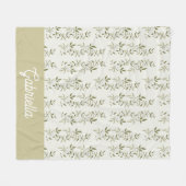 Sage Green French Country Olive Pattern Name フリースブランケット (正面(横))