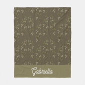 Sage Green French Country Olive Pattern Name フリースブランケット (正面)