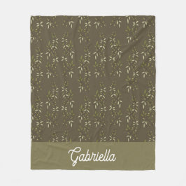 Sage Green French Country Olive Pattern Name フリースブランケット