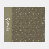 Sage Green French Country Olive Pattern Name フリースブランケット (正面(横))