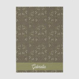 Sage green French country Olive pattern Name 薄葉紙
