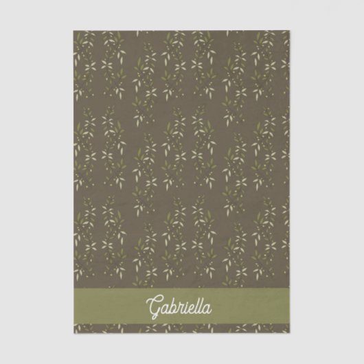 Sage green French country Olive pattern Name 薄葉紙 (正面)