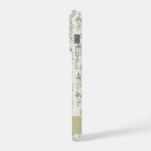 Sage green French country Olive pattern Name iPhoneケース (左側面)