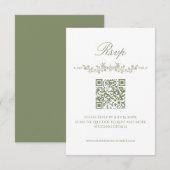 Sage Green French Floral RSVP Card with QR Code 招待状 (正面/裏面)