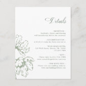 Sage Green French Floral Wedding Details エンクロージャーカード (正面)
