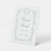 Sage Green French Floral Wedding Guest Book 台座サイン (正面)