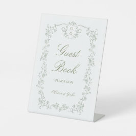 Sage Green French Floral Wedding  Guest Book  台座サイン