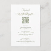  Sage Green French Floral with QR Code Wedding エンクロージャーカード (正面)