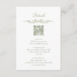  Sage Green French Floral with QR Code Wedding エンクロージャーカード
