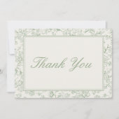 Sage Green French Ivory Bridal Shower Thank You サンキューカード (正面)