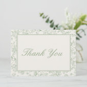 Sage Green French Ivory Bridal Shower Thank You サンキューカード (スタンド正面)