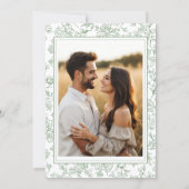 Sage Green French Toile Photo Bridal Shower 招待状 (裏面)