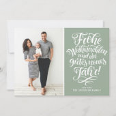 Sage Green Frohe Weihnachen書道写真 シーズンカード (正面)