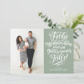 Sage Green Frohe Weihnachen書道写真 シーズンカード (スタンド正面)