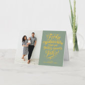Sage Green Frohe Weihnachen書道写真 箔シーズンカード (正面)