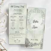 Sage Green Garden Arch Wedding Ceremony Program 招待状