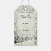 Sage Green Garden Arch Wedding Favor Thank You ギフトタグ (裏面)