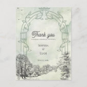 Sage Green Garden Arch Wedding Thank You  ポストカード (正面)