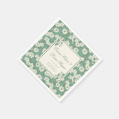 Sage Green Garden Chinoiserie スタンダードカクテルナプキン (角)