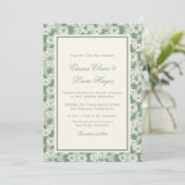 Sage Green Garden Chinoiserie Wedding Invitation 招待状 (スタンド正面)
