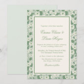 Sage Green Garden Chinoiserie Wedding Invitation 招待状 (正面/裏面)