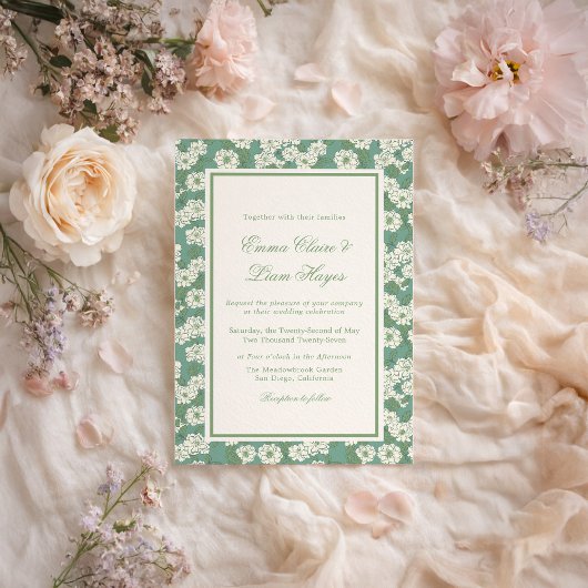 Sage Green Garden Chinoiserie Wedding Invitation 招待状