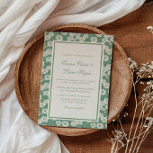 Sage Green Garden Chinoiserie Wedding Invitation 招待状