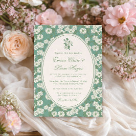 Sage Green Garden Chinoiserie Wedding Invitation 招待状