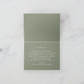 Sage Green Garden Wedding. Minimalist Photo Folded サンキューカード (内部)