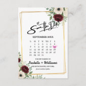 Sage Green Geometryカレンダー結婚式の日付の保存 エンクロージャーカード (正面)