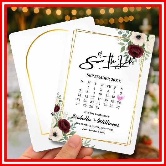 Sage Green Geometryカレンダー結婚式の日付の保存 エンクロージャーカード