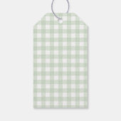 sage green gingham なかよしガチョウのベビーシャワー ギフトタグ (裏面)