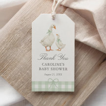 sage green gingham なかよしガチョウのベビーシャワー
