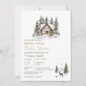 Sage Green Gingham A Merry Little Baby Shower  招待状 (正面)