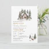 Sage Green Gingham A Merry Little Baby Shower  招待状 (スタンド正面)