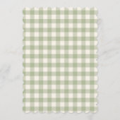 Sage Green Gingham Baby Shower 招待状 (裏面)