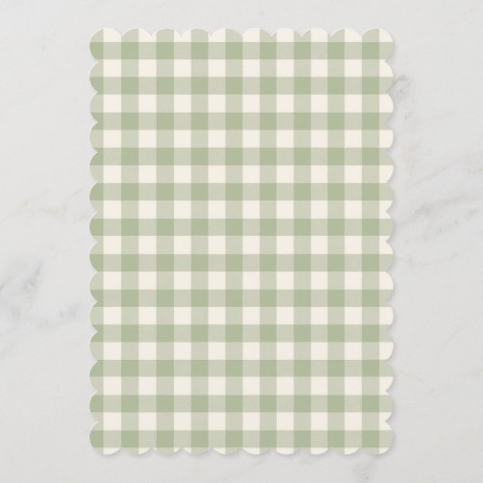 Sage Green Gingham Baby Shower 招待状 (裏面)