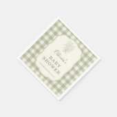 Sage Green Gingham Baby Shower Party スタンダードカクテルナプキン (角)