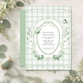 Sage Green Gingham Botanical Wedding | 招待状