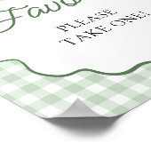 Sage Green Gingham Bow Golf Favors Sign ポスター (角)