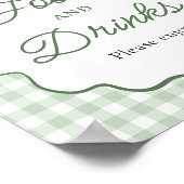 Sage Green Gingham Bow Golf Food and Drinks Sign ポスター (角)