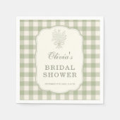 Sage Green Gingham Bridal Shower Party スタンダードカクテルナプキン (正面)