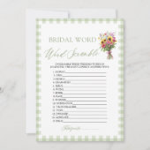 Sage Green Gingham Bridal Word Scramble Game 招待状 (正面)