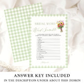 Sage Green Gingham Bridal Word Scramble Game 招待状